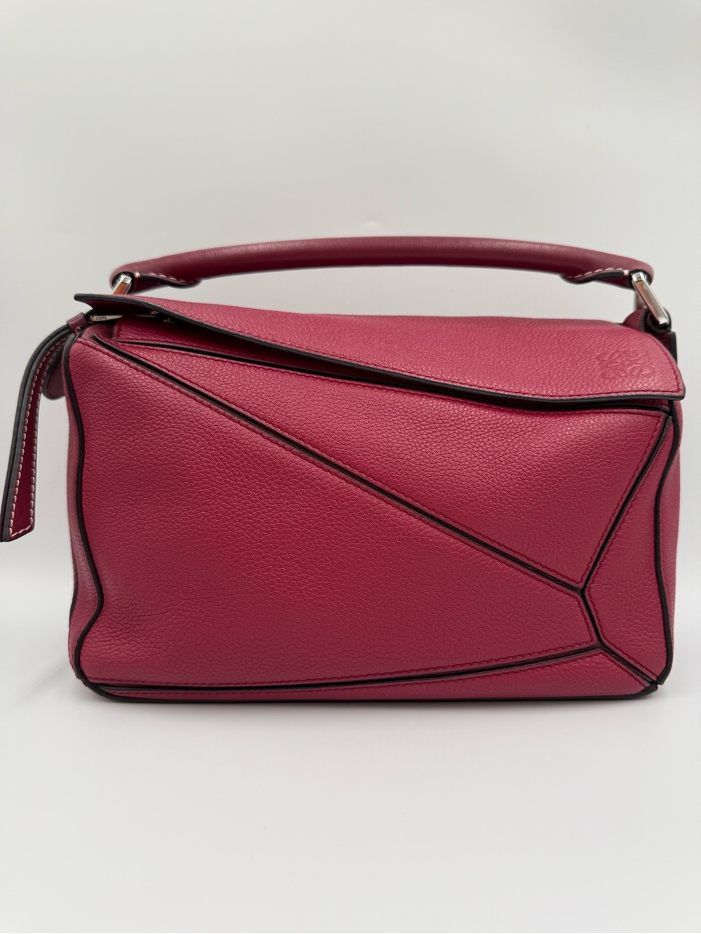 Loewe Hot Pink Puzzle Leather Top-Handle Shoulder Bag with Detachable CB Strap